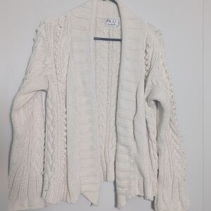 White Cable Knit Women's Sweater Women's white knit cardigan with closures